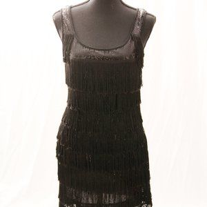 Black Sequin and Fringe Flapper Dress